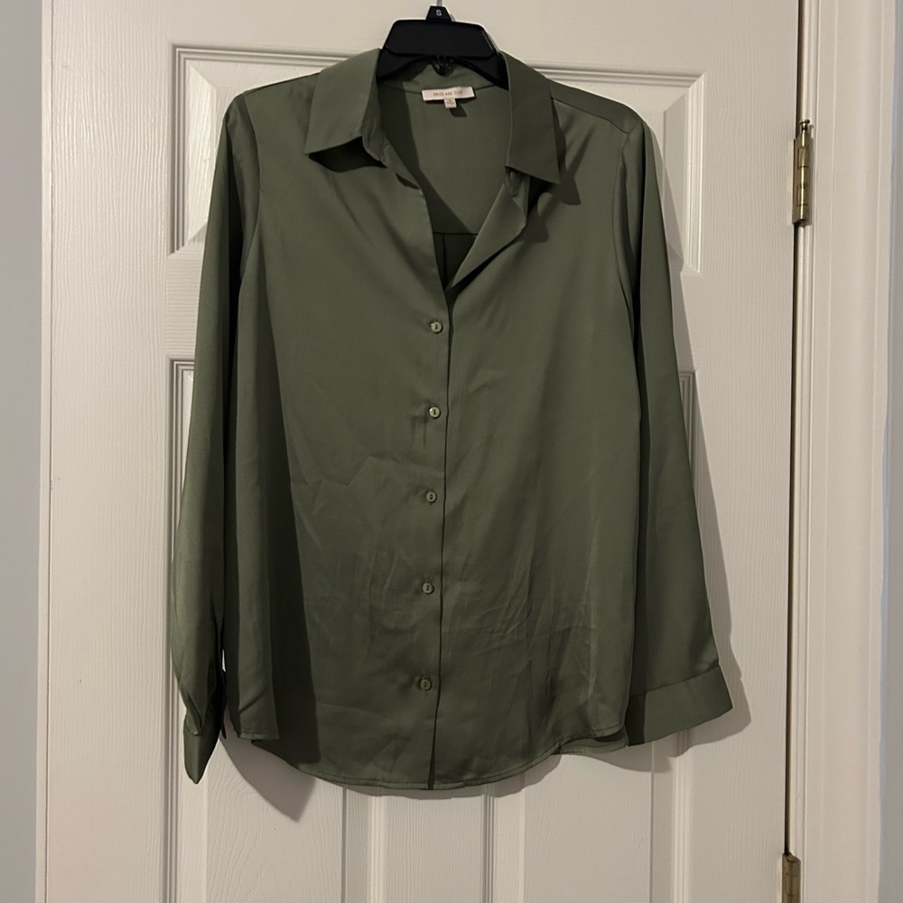 Olive Green Button-Up Shirt